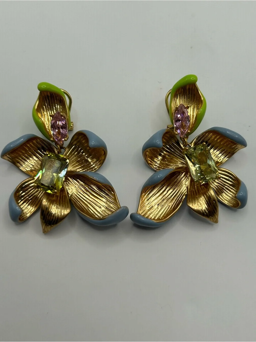 Kate Spade Floral Frenzy Drop Earrings with Green, Pink and Blue Accent